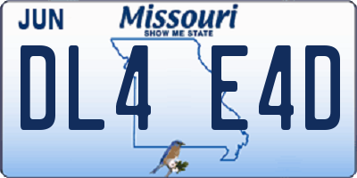 MO license plate DL4E4D