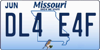 MO license plate DL4E4F