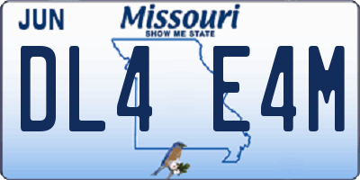 MO license plate DL4E4M