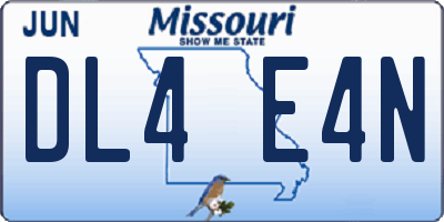 MO license plate DL4E4N