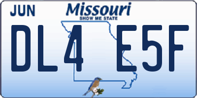 MO license plate DL4E5F