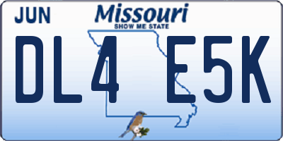 MO license plate DL4E5K