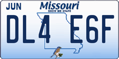 MO license plate DL4E6F