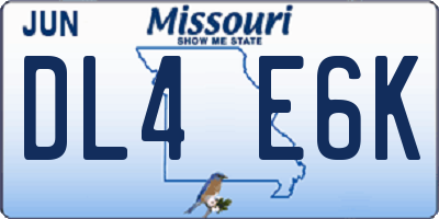 MO license plate DL4E6K