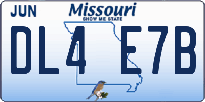 MO license plate DL4E7B