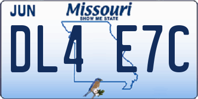 MO license plate DL4E7C