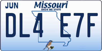 MO license plate DL4E7F
