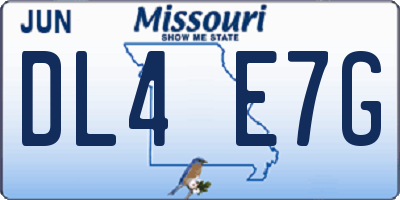 MO license plate DL4E7G