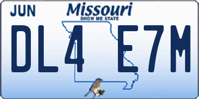 MO license plate DL4E7M