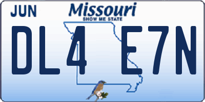 MO license plate DL4E7N