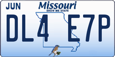 MO license plate DL4E7P