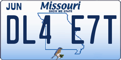 MO license plate DL4E7T