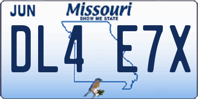 MO license plate DL4E7X