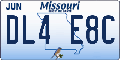 MO license plate DL4E8C