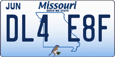 MO license plate DL4E8F