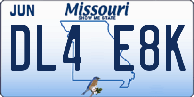 MO license plate DL4E8K