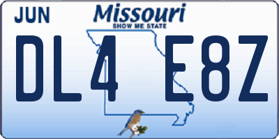 MO license plate DL4E8Z