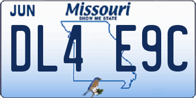 MO license plate DL4E9C