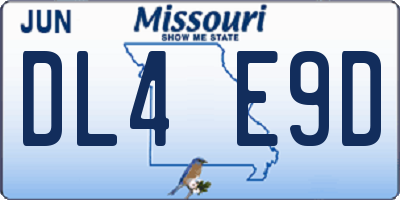 MO license plate DL4E9D