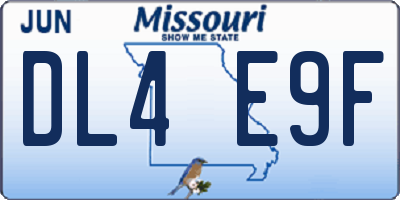 MO license plate DL4E9F