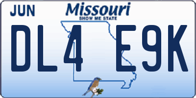 MO license plate DL4E9K