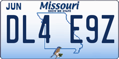 MO license plate DL4E9Z