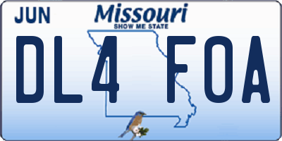 MO license plate DL4F0A