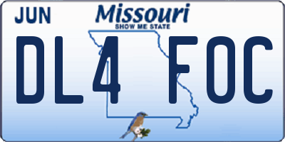 MO license plate DL4F0C