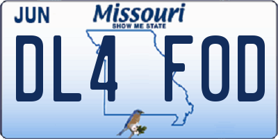 MO license plate DL4F0D