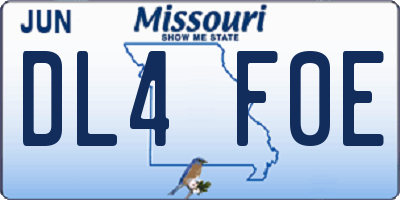 MO license plate DL4F0E
