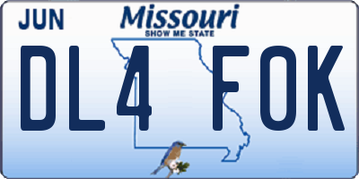 MO license plate DL4F0K