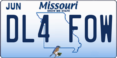 MO license plate DL4F0W