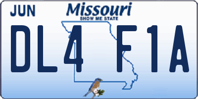 MO license plate DL4F1A