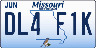 MO license plate DL4F1K