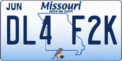 MO license plate DL4F2K