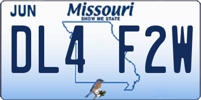 MO license plate DL4F2W