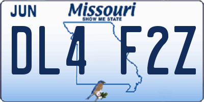 MO license plate DL4F2Z