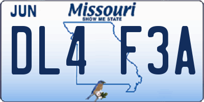 MO license plate DL4F3A