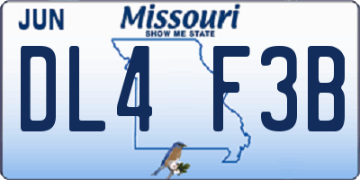 MO license plate DL4F3B