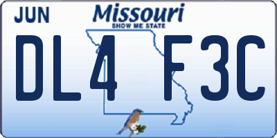 MO license plate DL4F3C