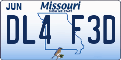 MO license plate DL4F3D