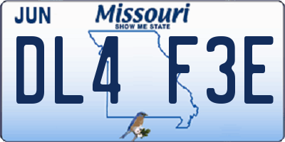 MO license plate DL4F3E
