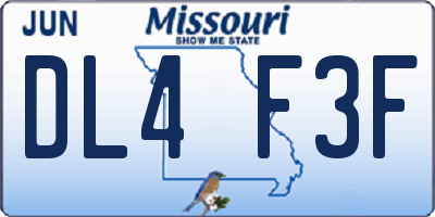 MO license plate DL4F3F