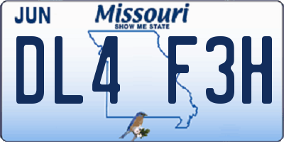 MO license plate DL4F3H