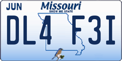 MO license plate DL4F3I