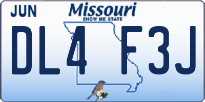 MO license plate DL4F3J