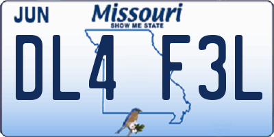 MO license plate DL4F3L
