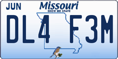 MO license plate DL4F3M