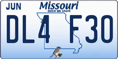 MO license plate DL4F3O