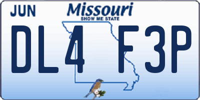 MO license plate DL4F3P